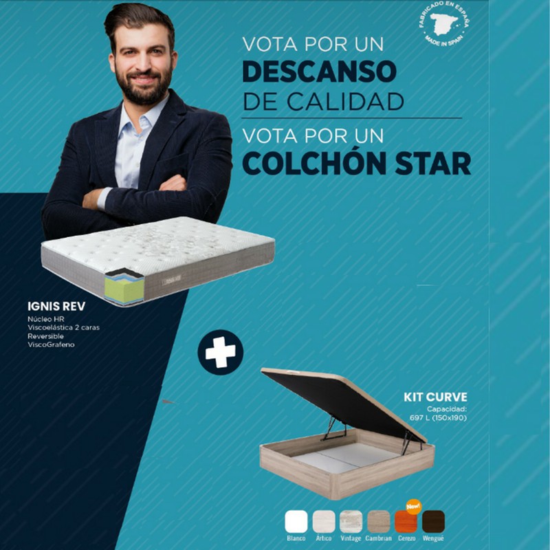 Nuevo Pack: Colchón IGNIS + Canapé KIT CURVE marca Star