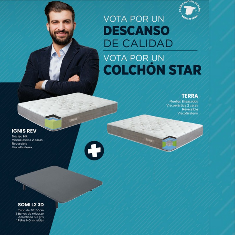 Nuevo Pack: Colchón Ignis o Terra y Base Somi L2 3D marca Star