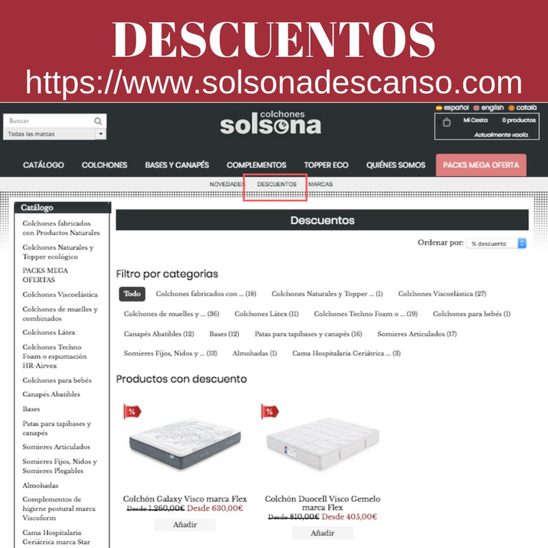 Siguen los Descuentos Solsona Descanso