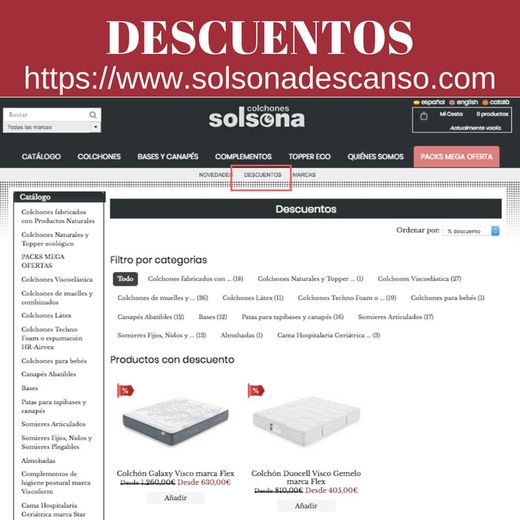 Siguen los Descuentos Solsona Descanso