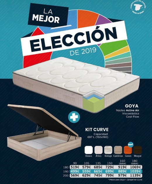 Nuevo Pack de Star: colchón Goya más canapé Kit Curve