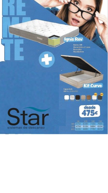 NUEVO PACK COLCHÓN IGNIS Y CANAPÉ KIT CURVE DE STAR