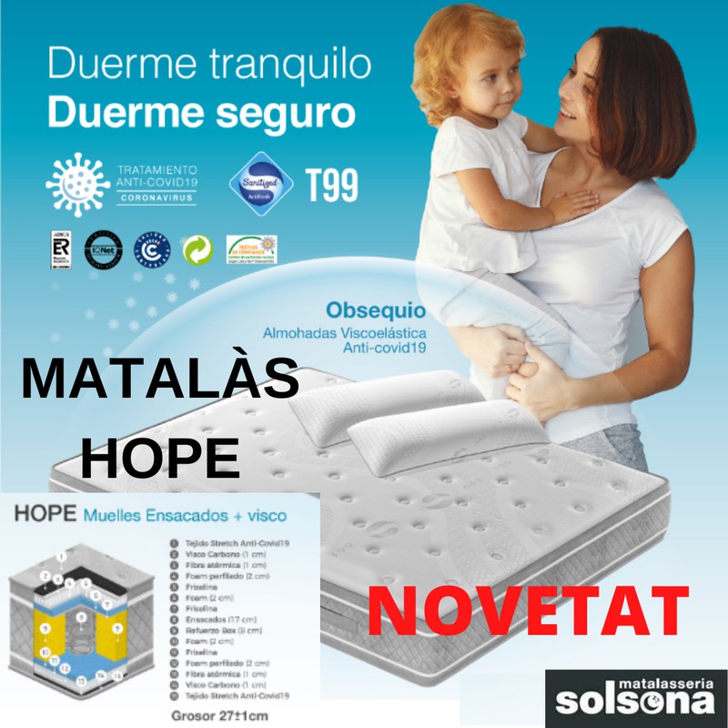 Nou Matalàs de molles ensacades Hope amb tractament anti Covid-19 marca Star