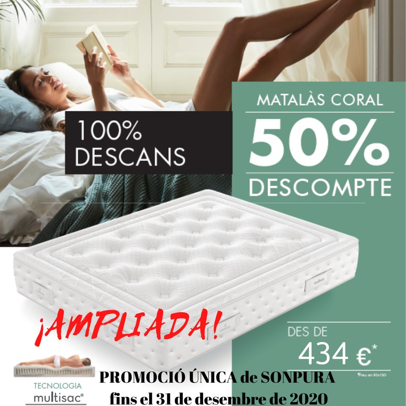 Promoció matalàs Coral de Sonpura 50% descompte ampliada