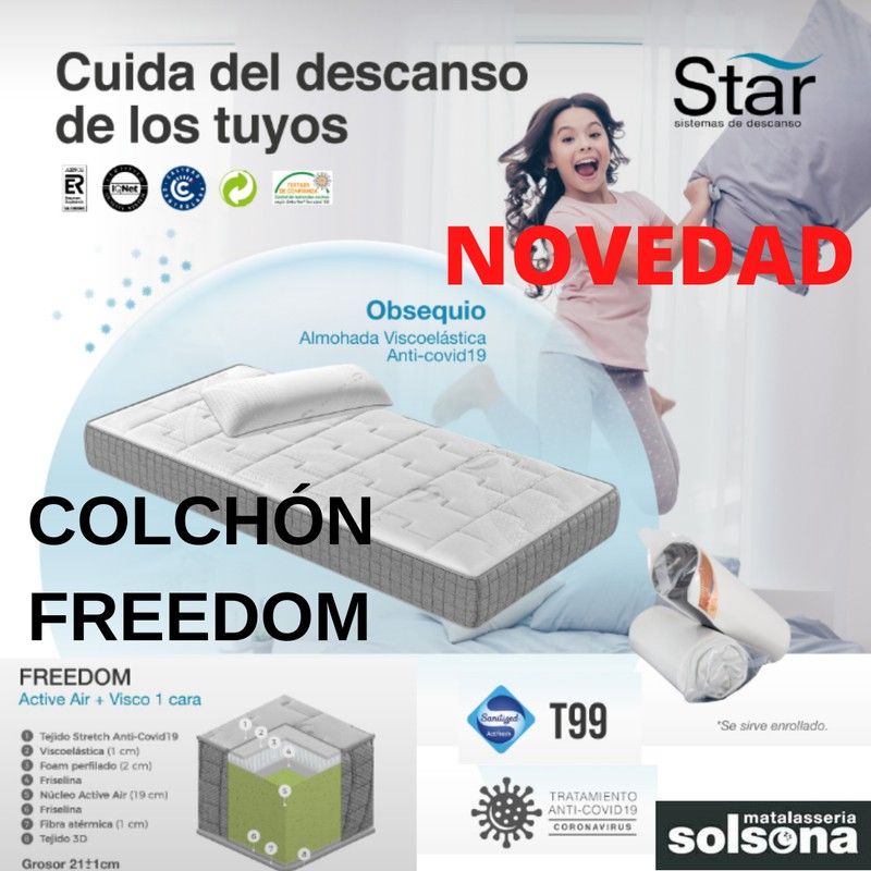 Nuevo Colchón viscoelástico Freedom con tratamiento anti Covid-19 marca Star