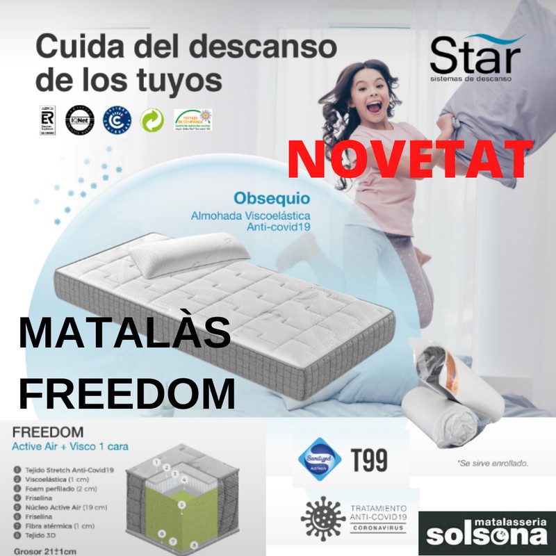 Nou Matalàs viscoelàstic Freedom amb tractament anti Covid-19 marca Star