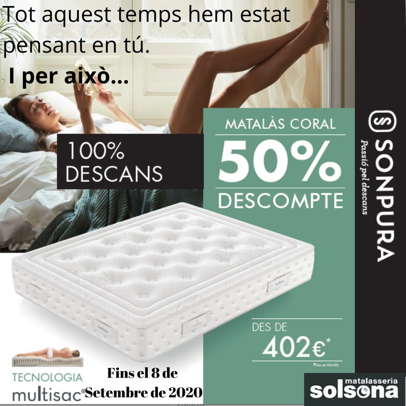 50% de descompte en el matalàs Coral de Sonpura