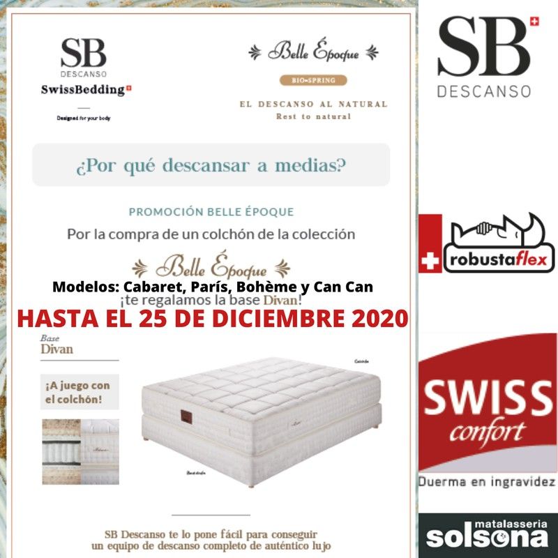 Comprando un colchón de la colección Belle Époque SB Descanso te regala la base DIVÁN