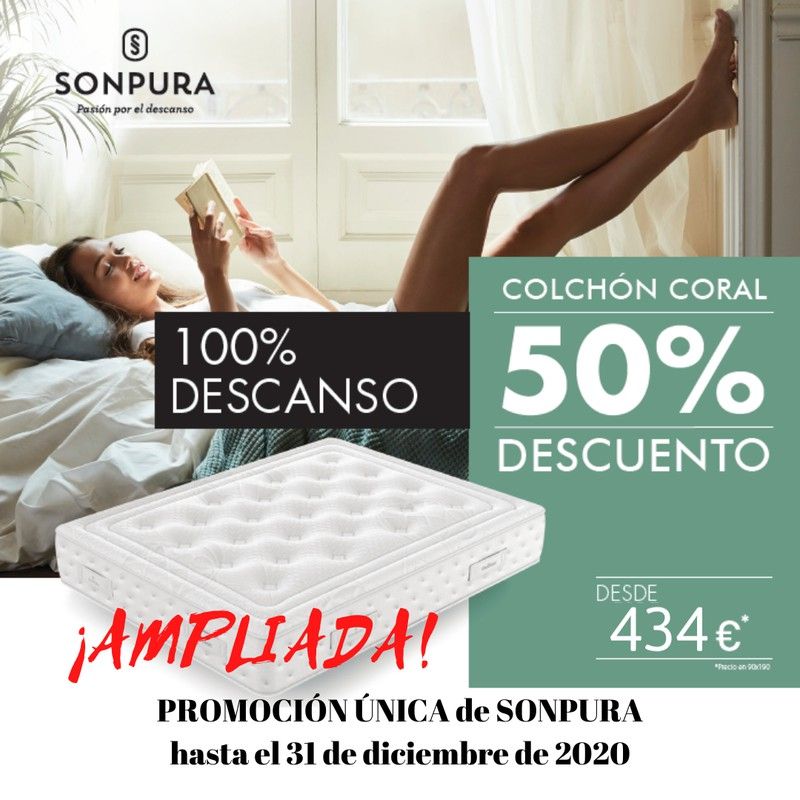 Promoción colchón Coral de Sonpura 50% descuento ampliada
