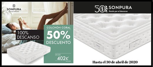 50% de descuento en colchón Coral de Sonpura