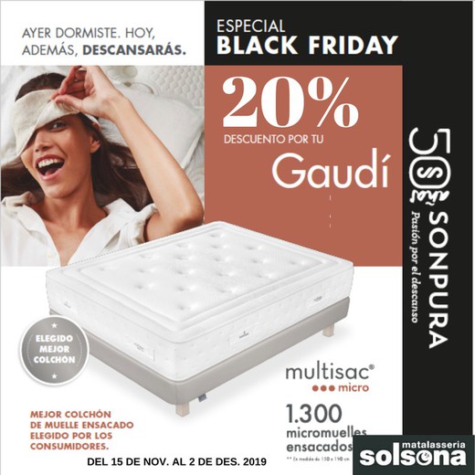 Black Friday: 20% de descuento en colchón Gaudí de Sonpura