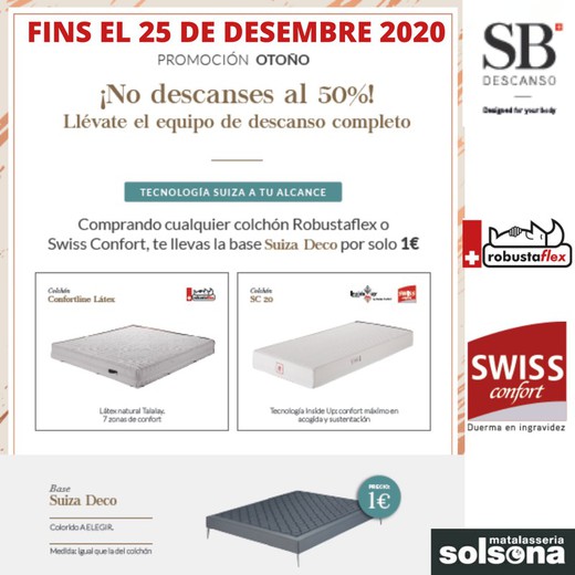 SB Descans: emporta't la base SUÏSSA DECO ... per només 1 €!