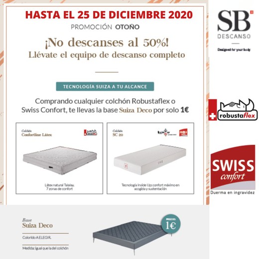 SB Descanso: llévate la base SUIZA DECO… ¡por solo 1 €!