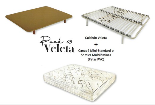 PACK colchón Veleta + Canapé Mini-Standard ó Somier Multiláminas marca Astral