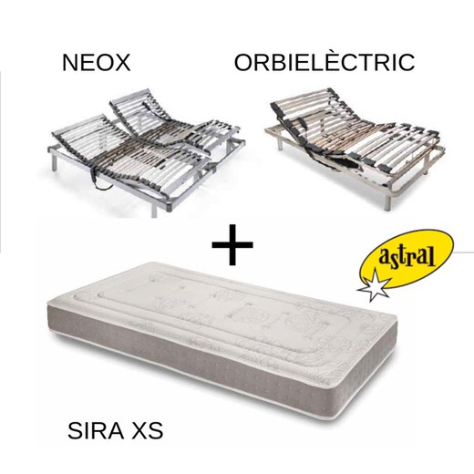 Pack Somier Orbieléctric ó Neox +  Colchón Sira XS marca Astral