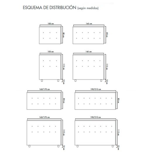 Capçal entapissat per a llit model Botons de Sonpura