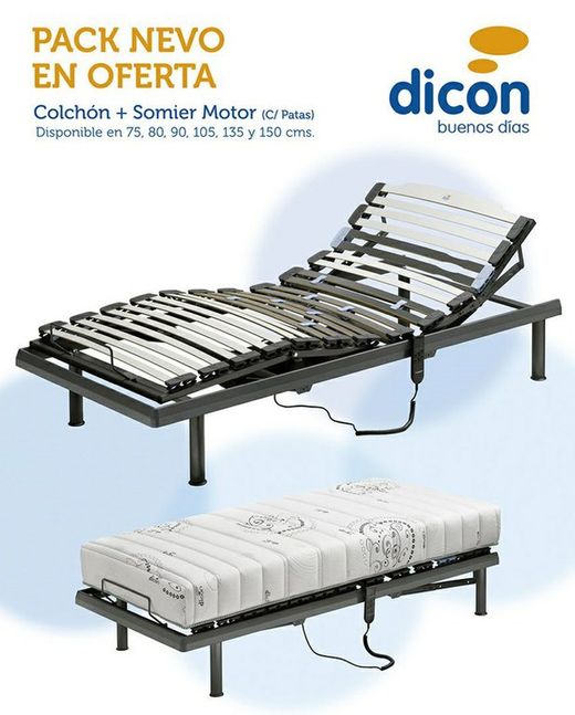Pack Nevo: Colchón Latex puro + Somier motor Dicon